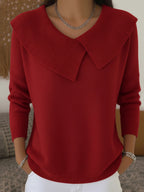 Pull en maille femme à col côtelé, cinq coloris, du S au 3XL, rouge