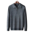Pull en maille homme à col zippé, cinq coloris, du S au 2XL, gris