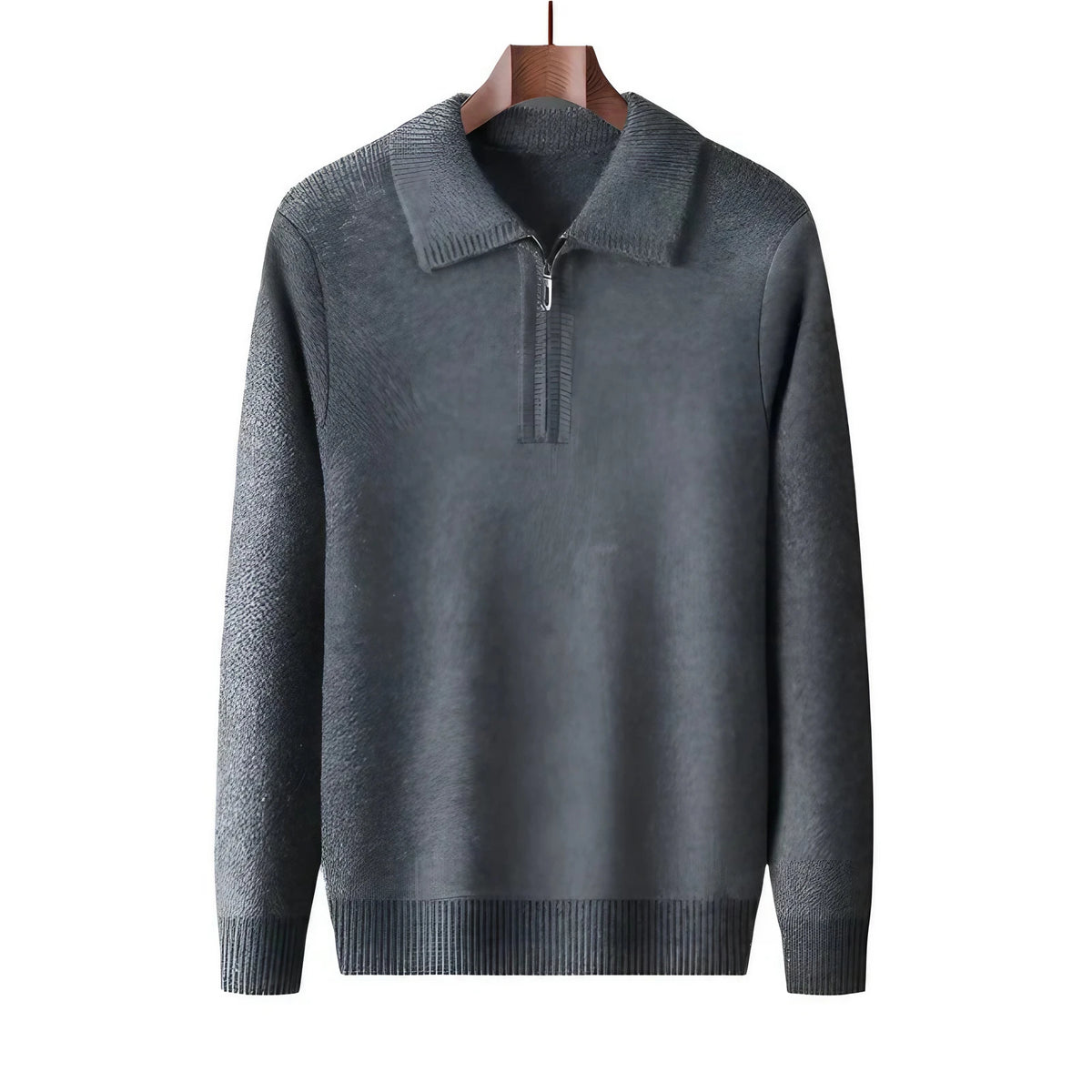 Pull en maille homme à col zippé, cinq coloris, du S au 2XL, gris