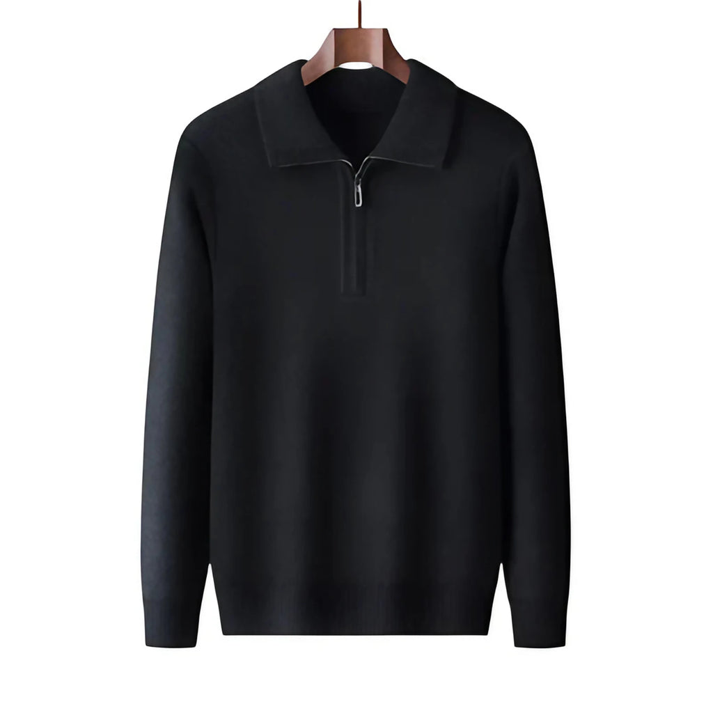 Pull en maille homme à col zippé, cinq coloris, du S au 2XL, noir