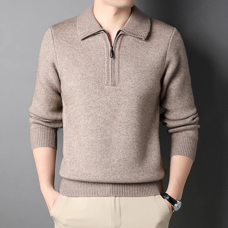 Pull en maille homme à col zippé, cinq coloris, du S au 2XL