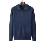 Pull en maille homme à col zippé, cinq coloris, du S au 2XL, bleu