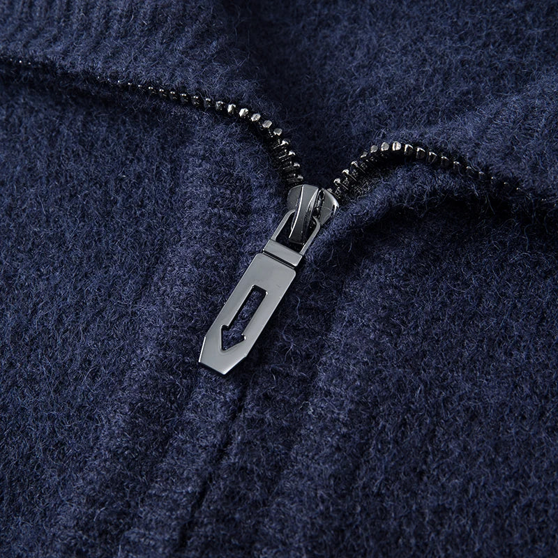 Pull en maille homme à col zippé, cinq coloris, du S au 2XL