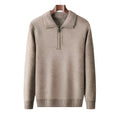 Pull en maille homme à col zippé, cinq coloris, du S au 2XL, marron