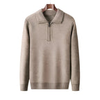 Pull en maille homme à col zippé, cinq coloris, du S au 2XL, marron