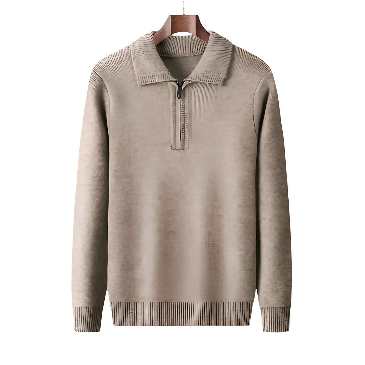 Pull en maille homme à col zippé, cinq coloris, du S au 2XL, marron