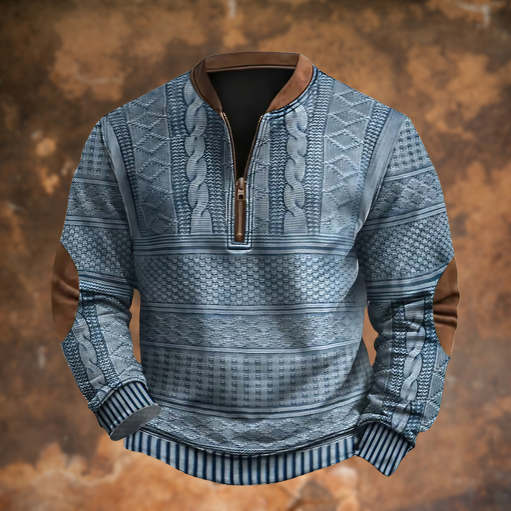 Pull zippé homme en tricot, manches longues, du XS au 5XL, bleu