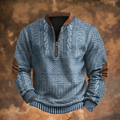 Pull zippé homme en tricot, manches longues, du XS au 5XL, bleu
