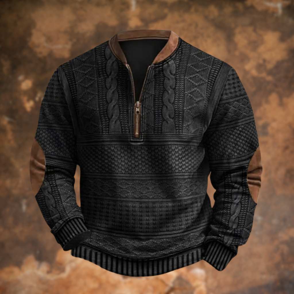 Pull zippé homme en tricot, manches longues, du XS au 5XL, noir