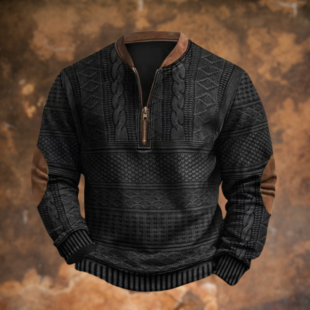 Pull zippé homme en tricot, manches longues, du XS au 5XL, noir