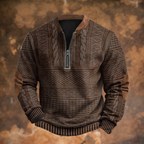 Pull zippé homme en tricot, manches longues, du XS au 5XL, marron