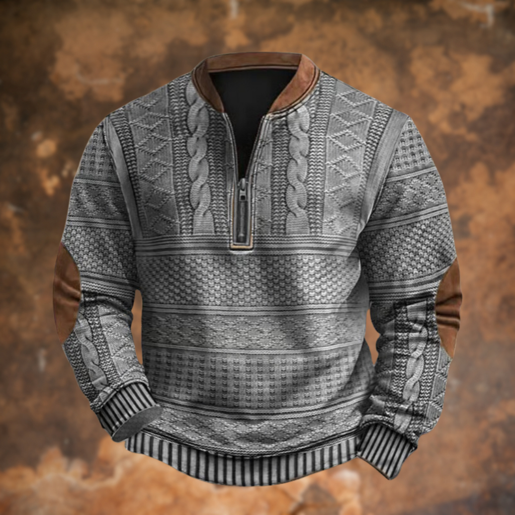 Pull zippé homme en tricot, manches longues, du XS au 5XL, gris