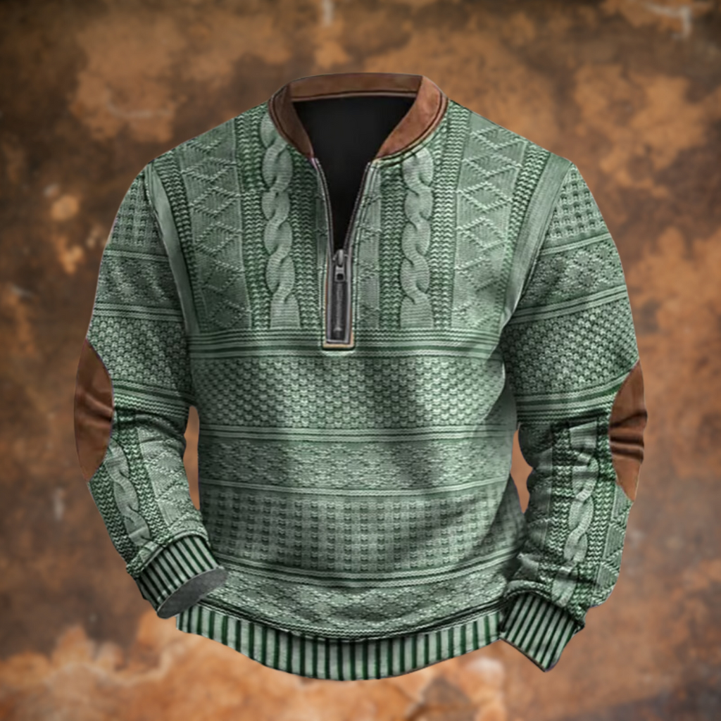Pull zippé homme en tricot, manches longues, du XS au 5XL, vert