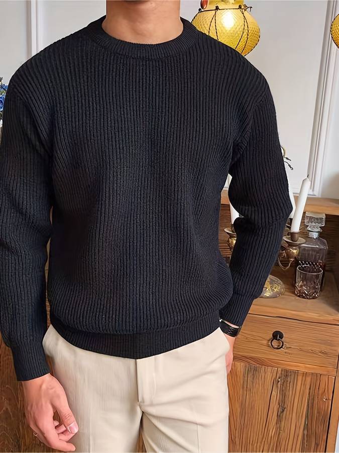 Pull homme tricoté chaud pour l'hiver, du S au 2XL, noir