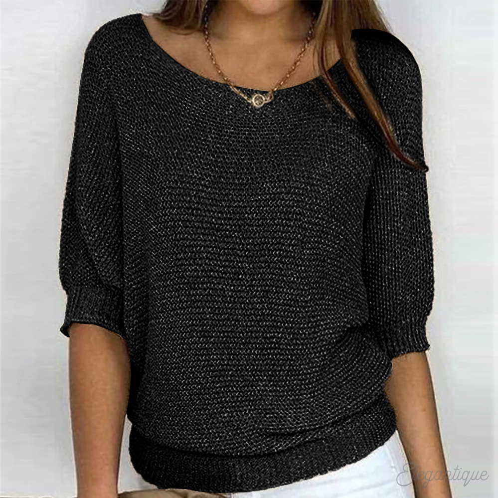 Pull femme col rond, finitions côtelées, huit coloris, du S au 5XL, noir