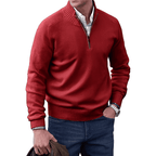 Pull zippé homme col montant, demi-zip, dix coloris, rouge