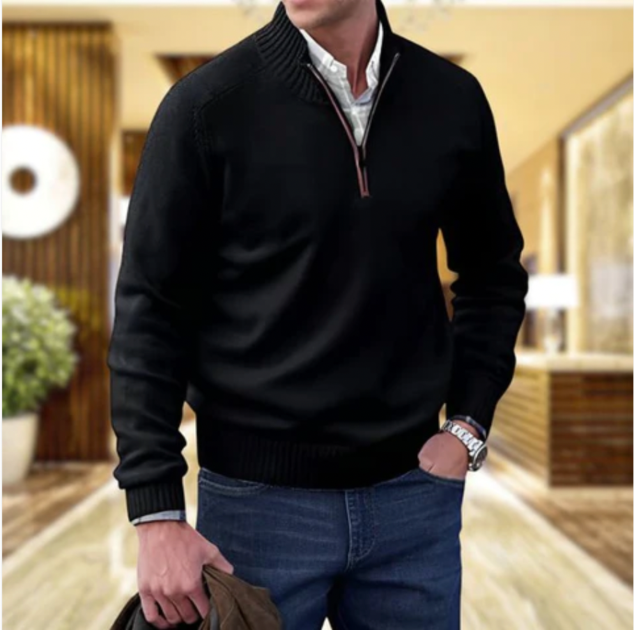 Pull zippé homme col montant, demi-zip, dix coloris