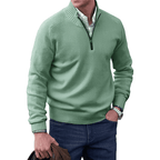Pull zippé homme col montant, demi-zip, dix coloris, vert