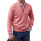 Pull zippé homme col montant, demi-zip, dix coloris, rose