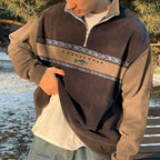 Pull zippé homme rétro, automne hiver, du XS au 4XL, marron