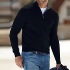 Pull homme col zippé, poignets côtelés, neuf coloris, noir