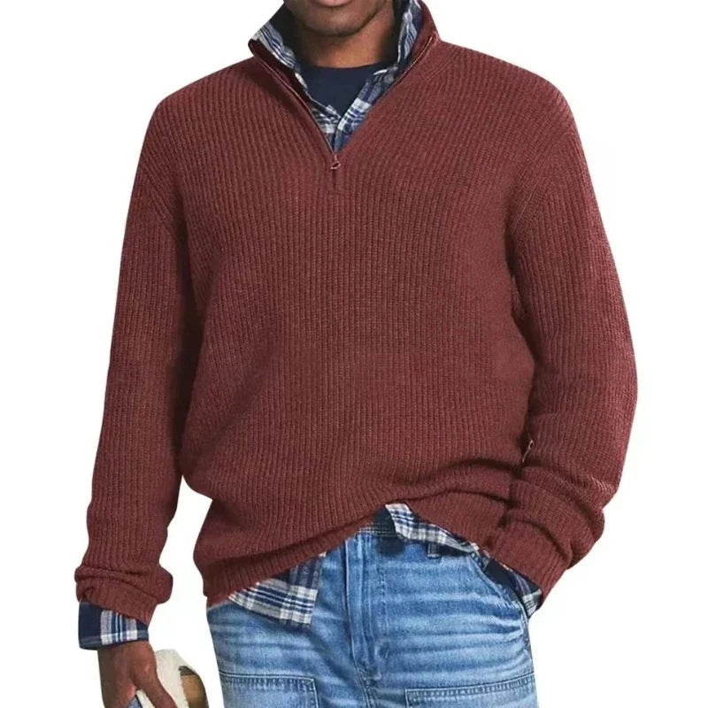 Pull zippé homme coupe décontractée, huit coloris, du S au 5XL, rouge