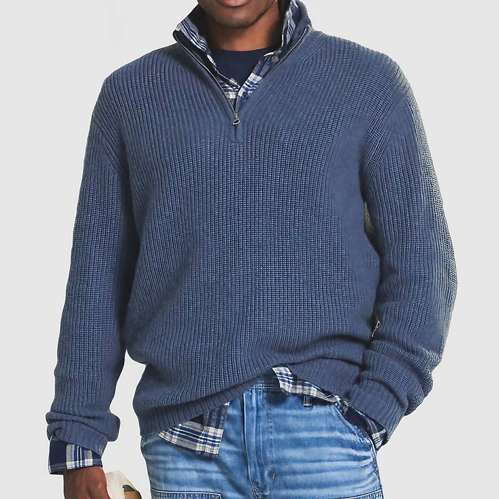 Pull zippé homme coupe décontractée, huit coloris, du S au 5XL, bleu