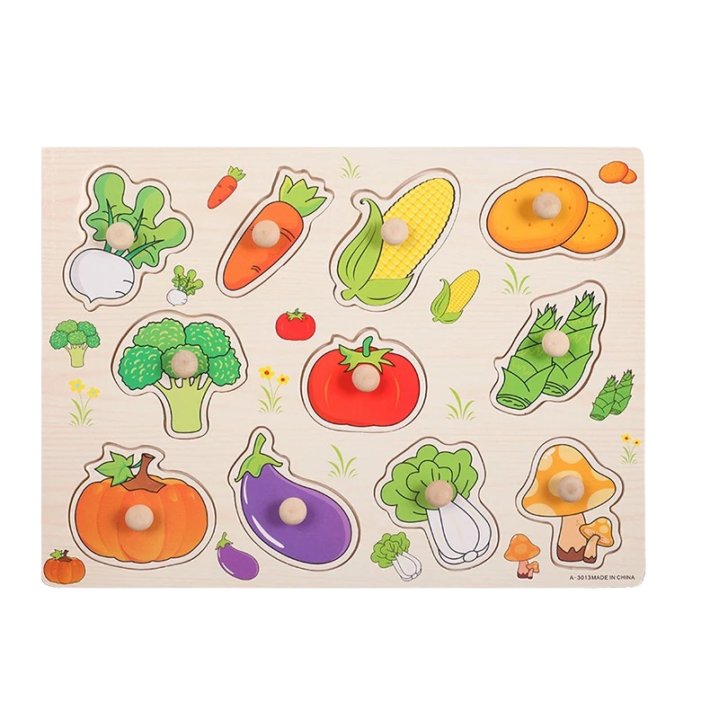 Puzzles éducatifs pour enfant, lot de deux, animaux et fruits