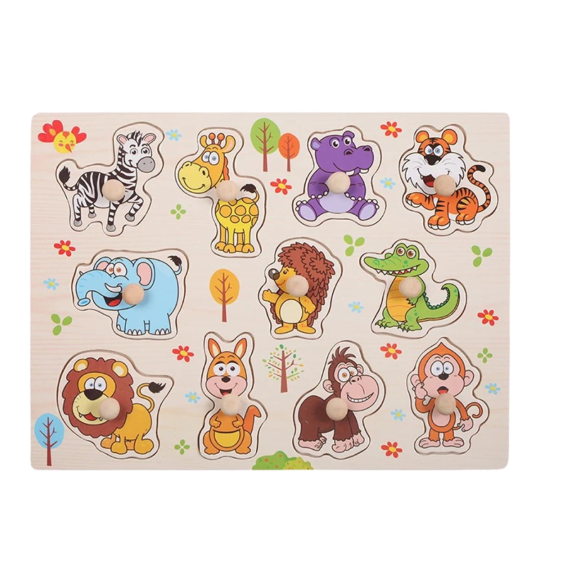 Puzzles éducatifs pour enfant, lot de deux, animaux et fruits