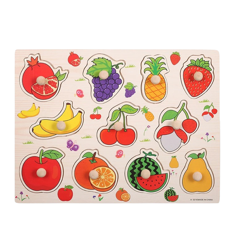 Puzzles éducatifs pour enfant, lot de deux, animaux et fruits