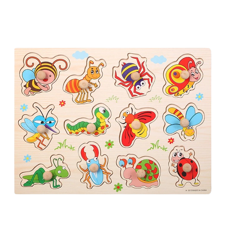 Puzzles éducatifs pour enfant, lot de deux, animaux et fruits