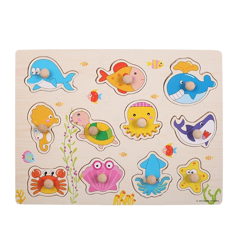 Puzzles éducatifs pour enfant, lot de deux, animaux et fruits