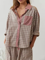 Pyjama femme chaud à coupe ample, marron ou bleu, du S au 2XL