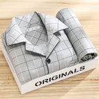 Pyjama homme rayé à manches longues, coupe ample, du L au 3XL, gris fer