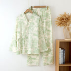Pyjama kimono femme deux pièces, pantalon ample, du M au XL, vert