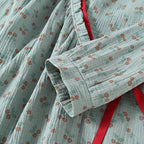 Pyjama femme haut kimono, gaze de coton, imprimé fleuri
