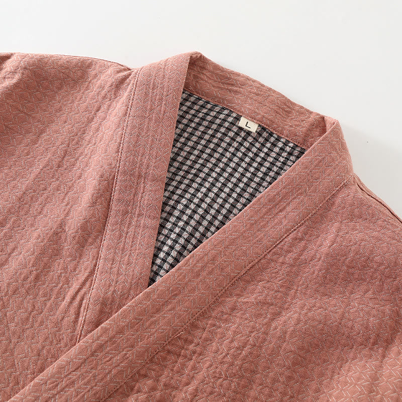 Pyjama kimono en gaze de coton pour femme, rose foncé