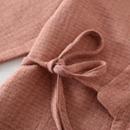 Pyjama kimono en gaze de coton pour femme, rose foncé