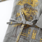 Pyjama kimono homme deux pièces, motif paysage, gris clair