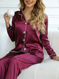 Pyjama en satin femme, coupe ample, dix coloris, du S au 2XL, mûre