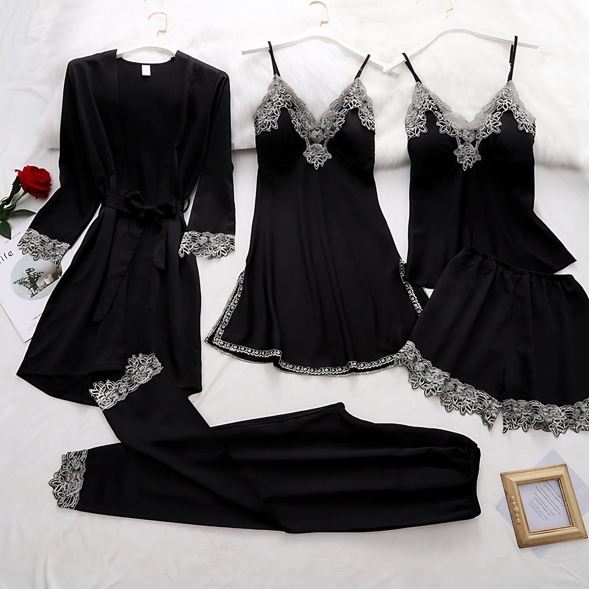 Pyjama femme léger, chemise boutonnée et pantalon, du M au XL