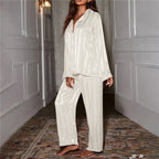 Pyjama satiné femme, cinq coloris, du S au 2XL, blanc