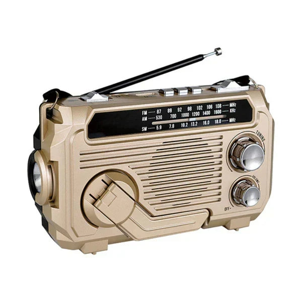 Radio d'urgence solaire et à manivelle, lampe LED, batterie 2500 mAh, kaki