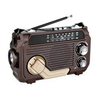 Radio d'urgence solaire et à manivelle, lampe LED, batterie 2500 mAh, marron foncé