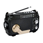 Radio d'urgence solaire et à manivelle, lampe LED, batterie 2500 mAh, noir