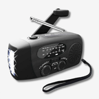 Radio d'urgence solaire et à manivelle, lampe et batterie 2000 mAh, noir