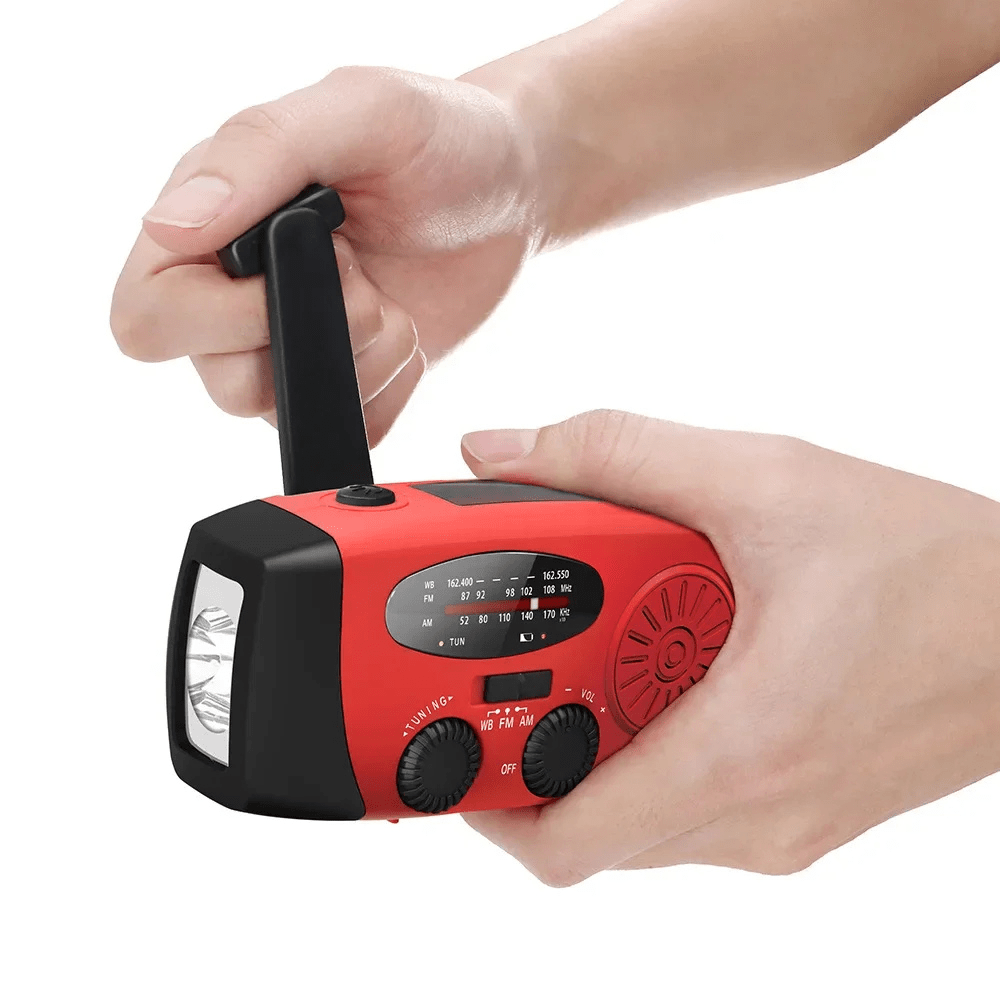 Radio d'urgence solaire et à manivelle, lampe et batterie 2000 mAh
