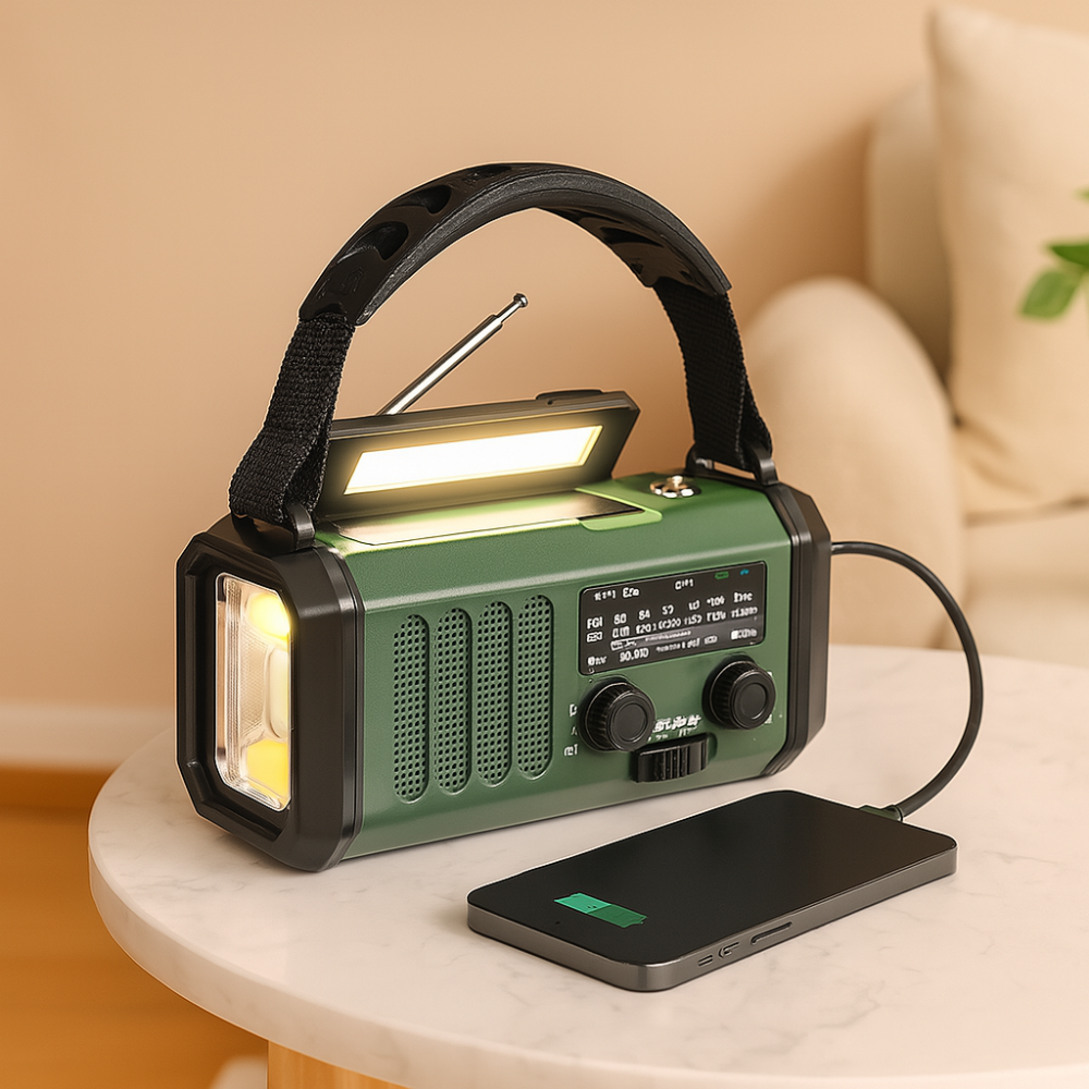 Radio d'urgence solaire à manivelle, batterie 10 000 mAh
