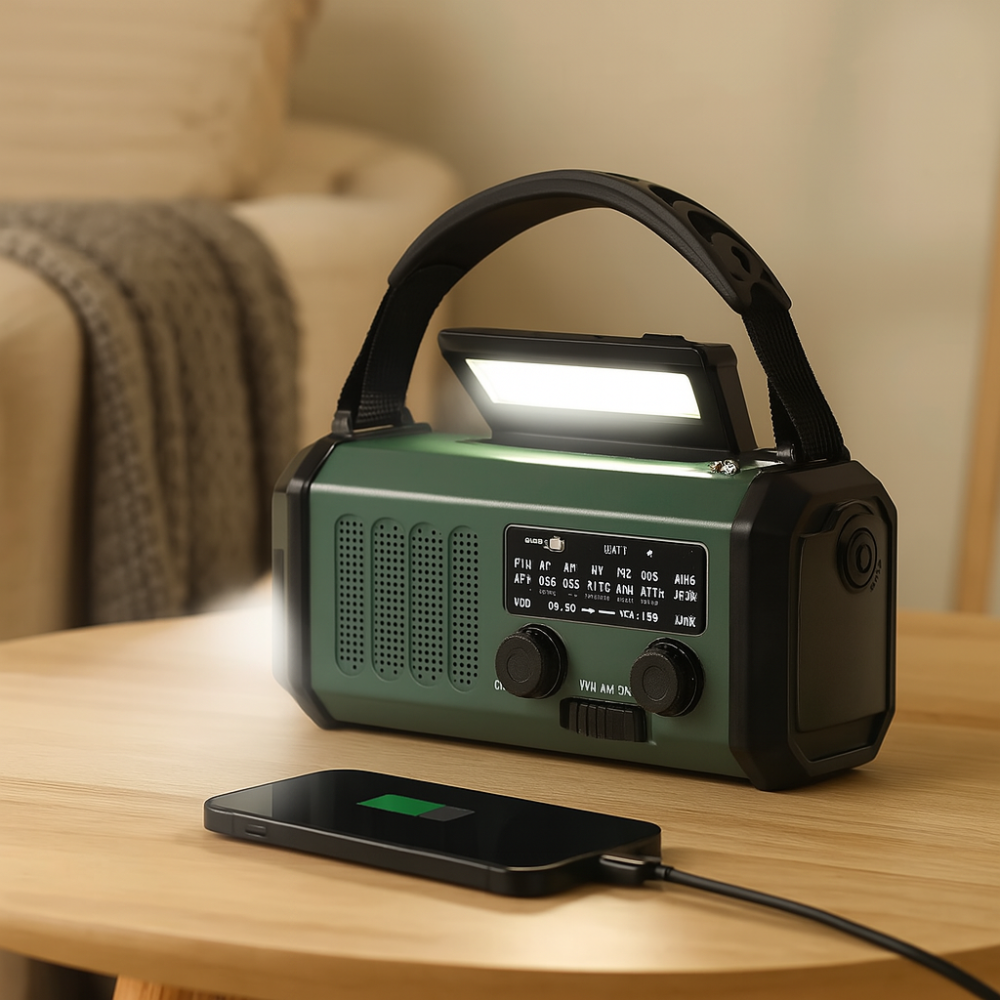 Radio d'urgence solaire à manivelle, batterie 10 000 mAh