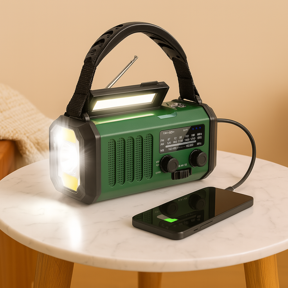 Radio d'urgence solaire à manivelle, batterie 10 000 mAh